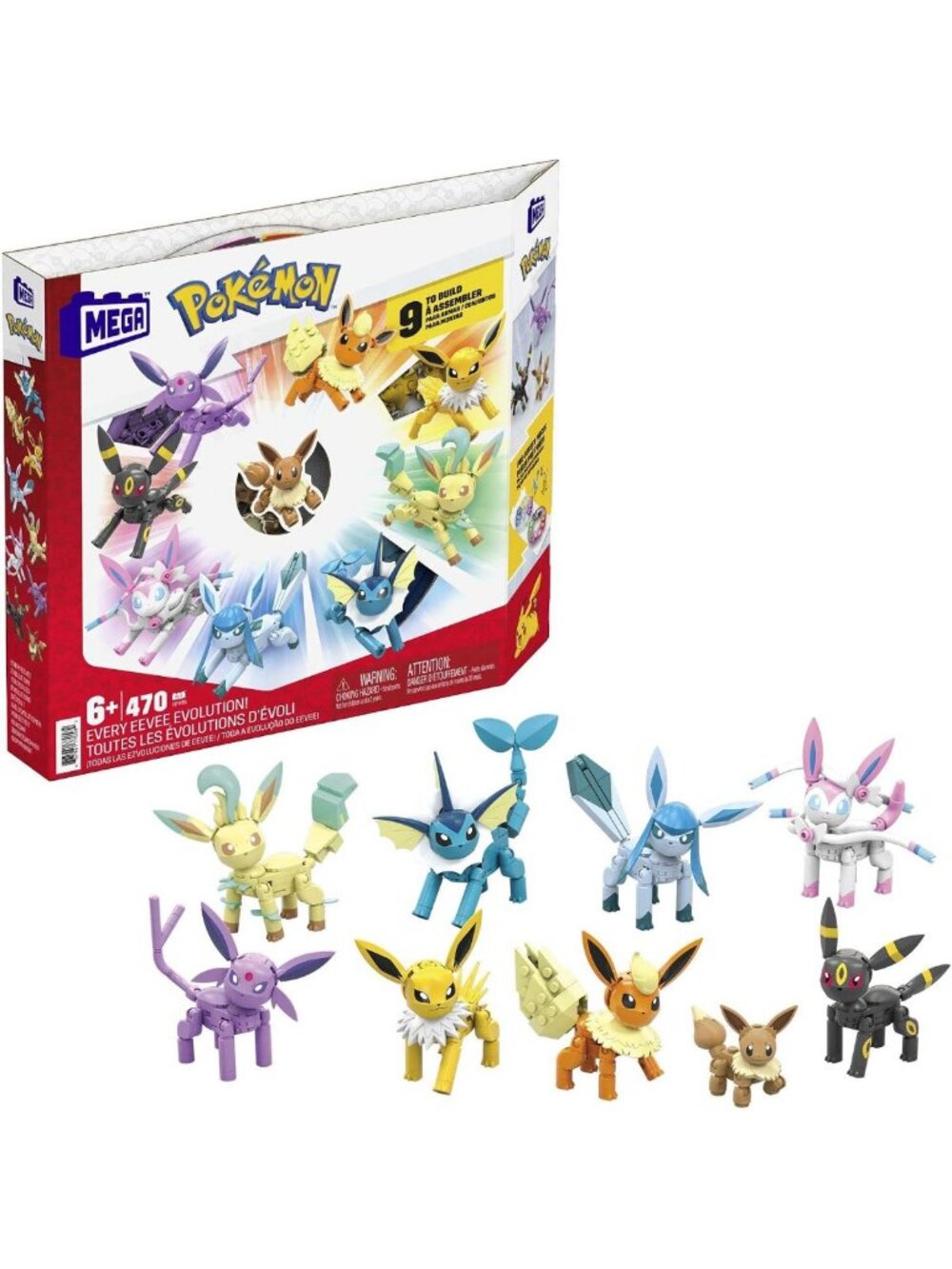 Ultimate Pokémon Building Set - 470 Pieces, 9 Eevee Evolutions, Fun for Kids!